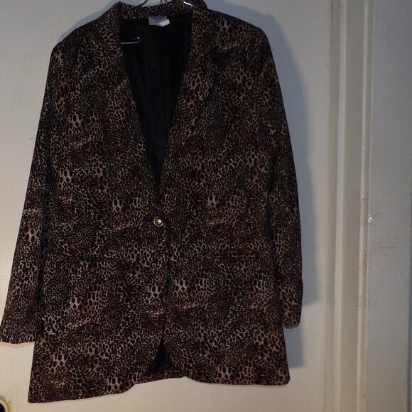 DG2 Diane Gilman Slinky Animal Print Blazer Sz L - Picture 1 of 6